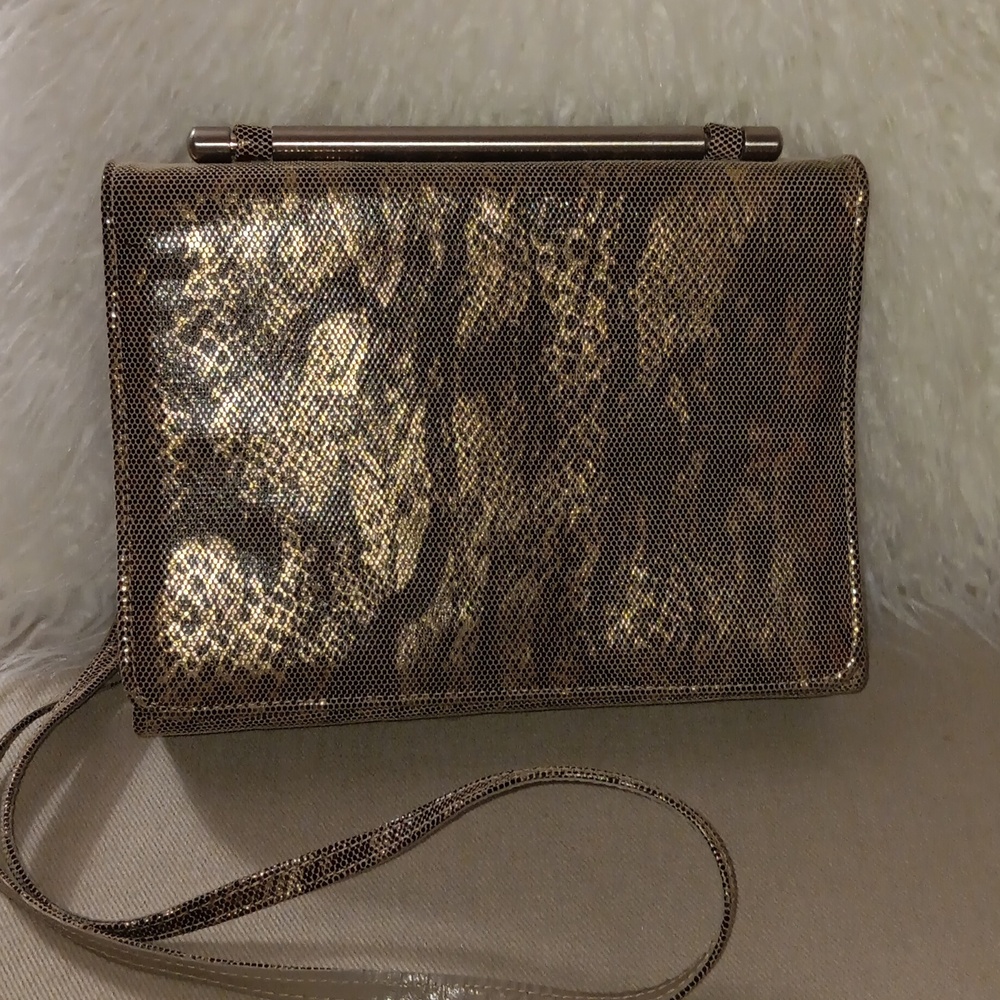 Stuart Weitzman gold vintage leather bag